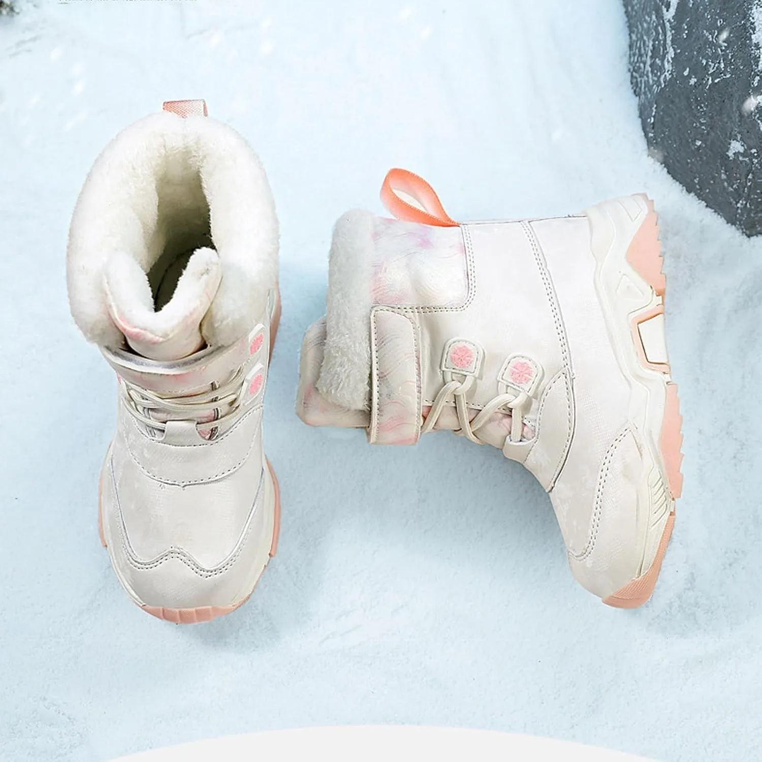 Fashion Big Kids Winter Water Proof Flat Keep Warm Snow Boots Comfortable Mid Boots Shoes Shoes Girls Knee High Boots