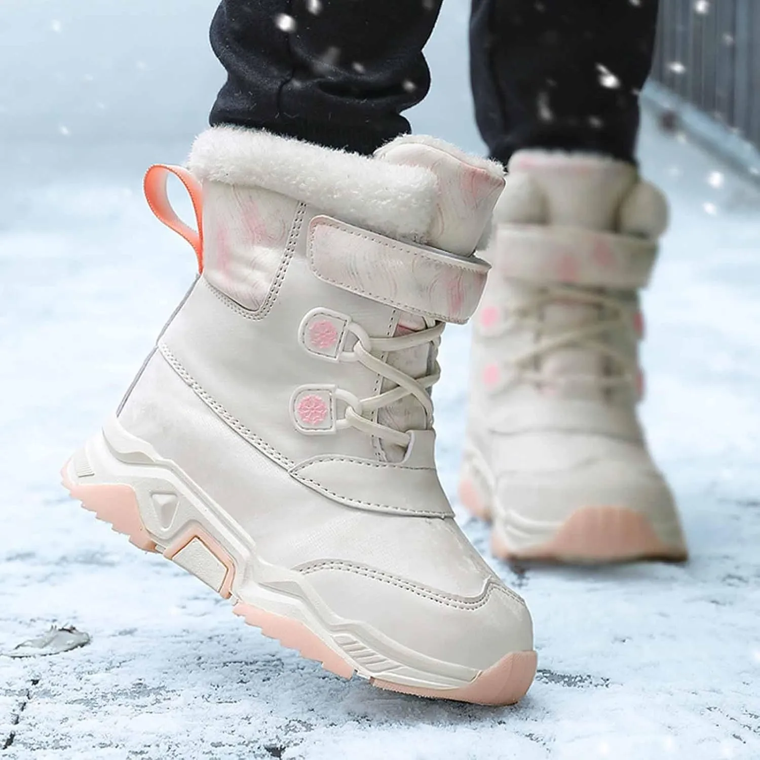 Fashion Big Kids Winter Water Proof Flat Keep Warm Snow Boots Comfortable Mid Boots Shoes Shoes Girls Knee High Boots
