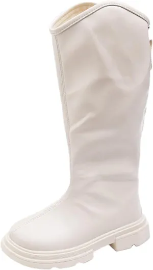 Leather Soft Long Boots For Childrens Boys Girls Kids aterproof Sole Non Slip ow Heel Shoes Outdoor Comfy Fashion