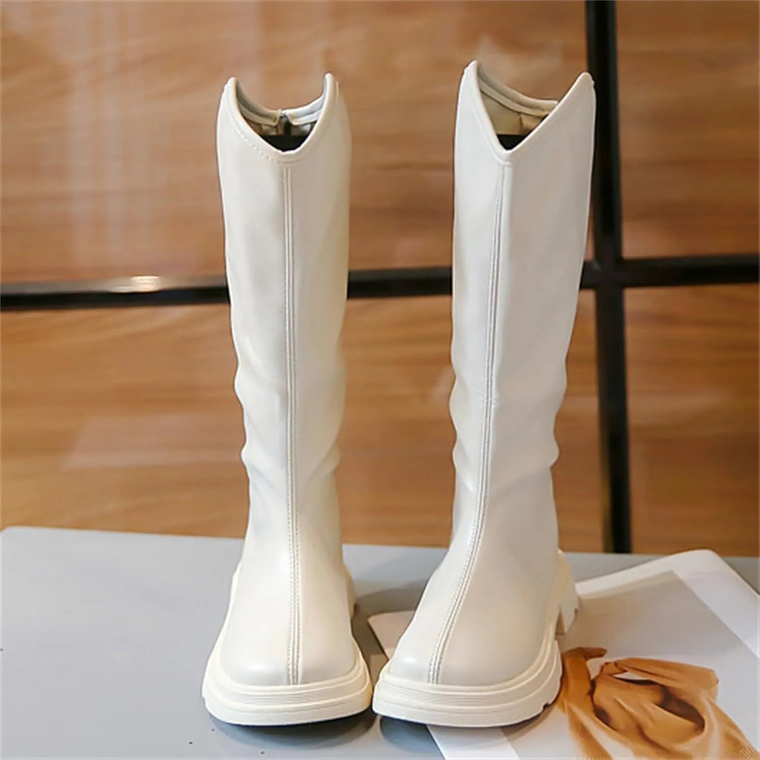 Leather Soft Long Boots For Childrens Boys Girls Kids aterproof Sole Non Slip ow Heel Shoes Outdoor Comfy Fashion