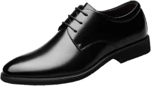 Men's Leather Formal Lace Up Oxford Shoes Classic Pointed Toe Slip-On Tuxedo Brogue Dress Shoes Casual Business Men's Derby Shoes