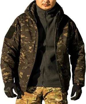 Men's Outdoor Camo Military Jackets Windproof Hooded Tactical Jacket Waterproof Hunting Combat Army Padded Coat