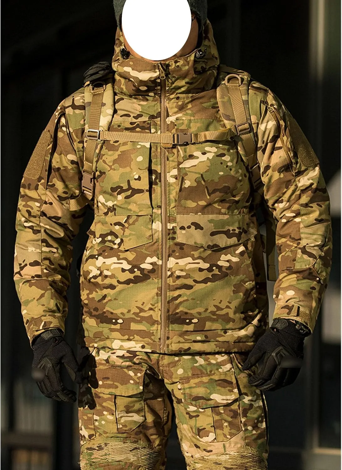 Men's Outdoor Camo Military Jackets Windproof Hooded Tactical Jacket Waterproof Hunting Combat Army Padded Coat
