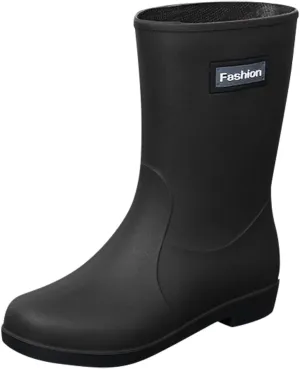 Men's Rubber Rain Boots Waterproof Non Slip Mid Calf Boots for Garden Fishing Outdoor Mens Winter Boots