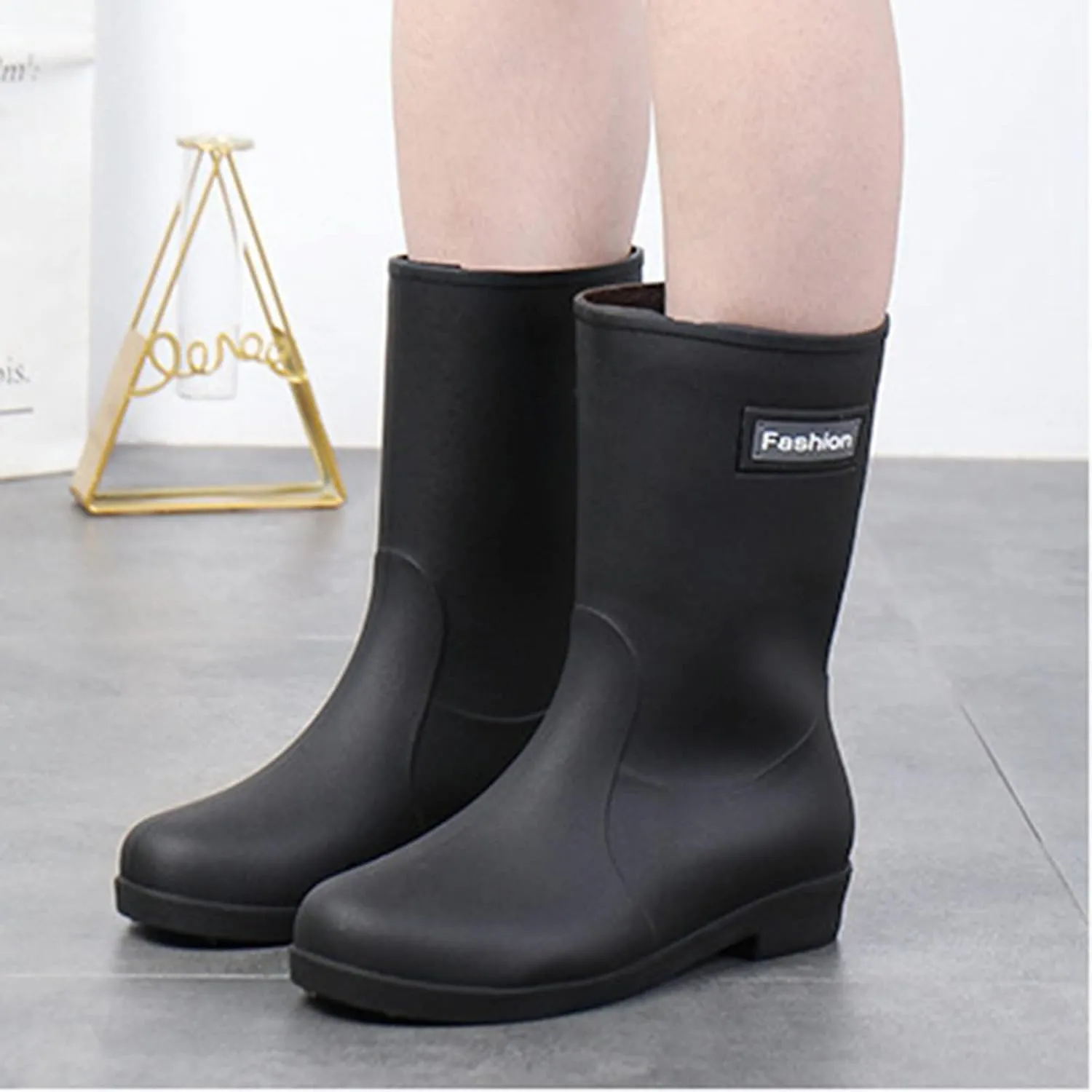 Men's Rubber Rain Boots Waterproof Non Slip Mid Calf Boots for Garden Fishing Outdoor Mens Winter Boots