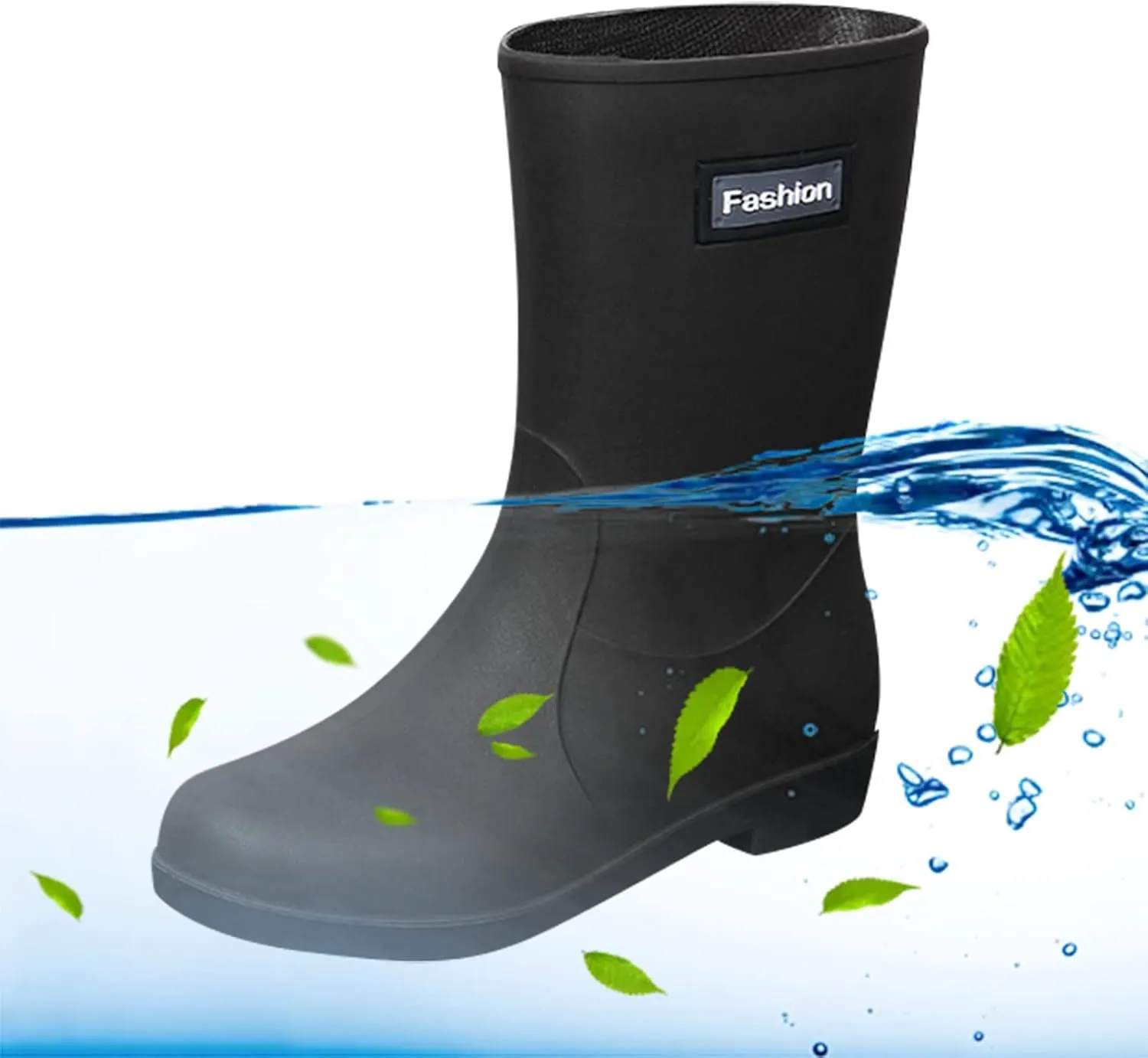 Men's Rubber Rain Boots Waterproof Non Slip Mid Calf Boots for Garden Fishing Outdoor Mens Winter Boots