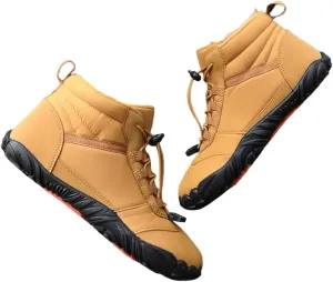 Outdoor Mens Winter Snow Boots, Mens Waterproof Warm Fur Lined Winter Wide Snow Boots, Cold Weather Warm Anti-Slip Ankle Boots, for Indoor Cold Weather, Working Camping