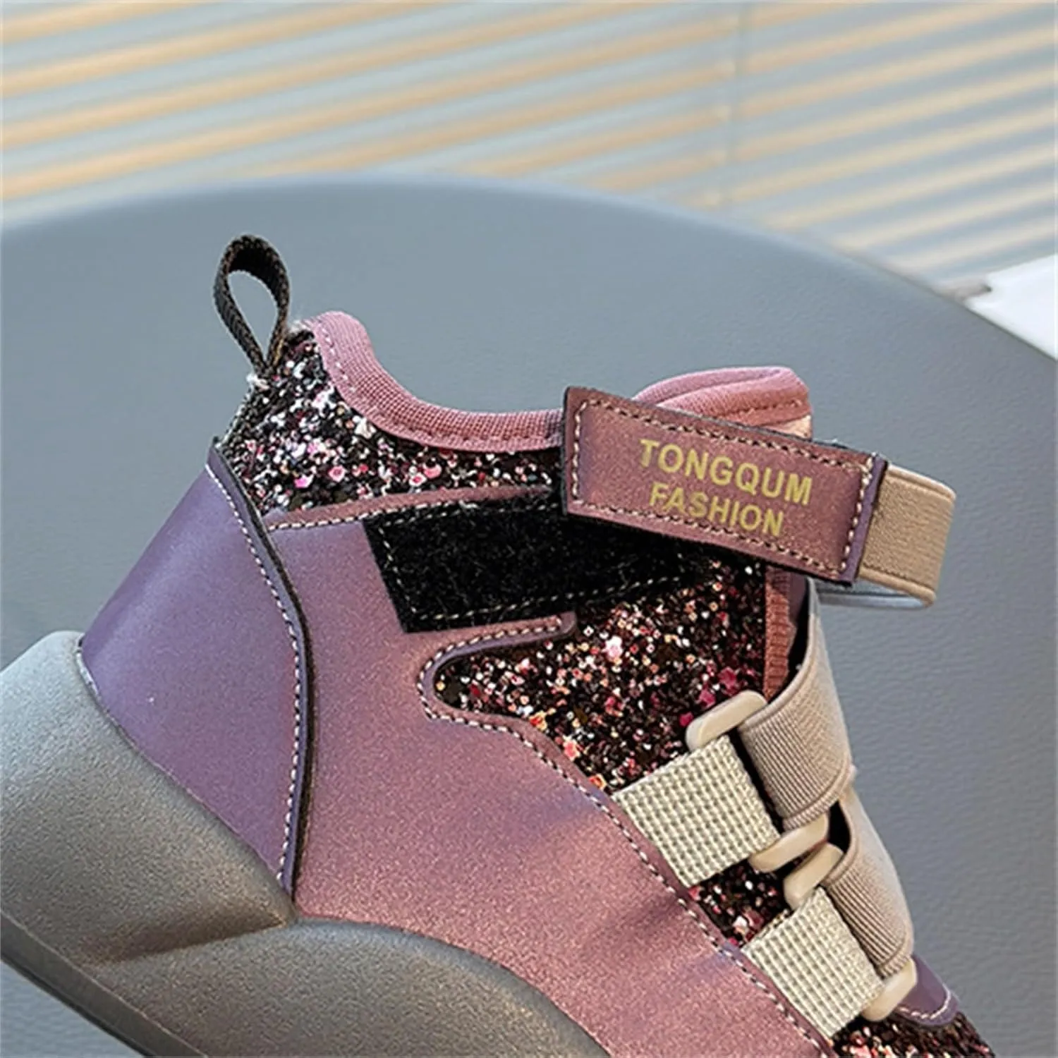 Sequins Snow Booties For Girls Kids Toddler Childrens Thick Fuzzy Shoes Open Toe Soft Sole Comfy Non Slip Boots Cotton