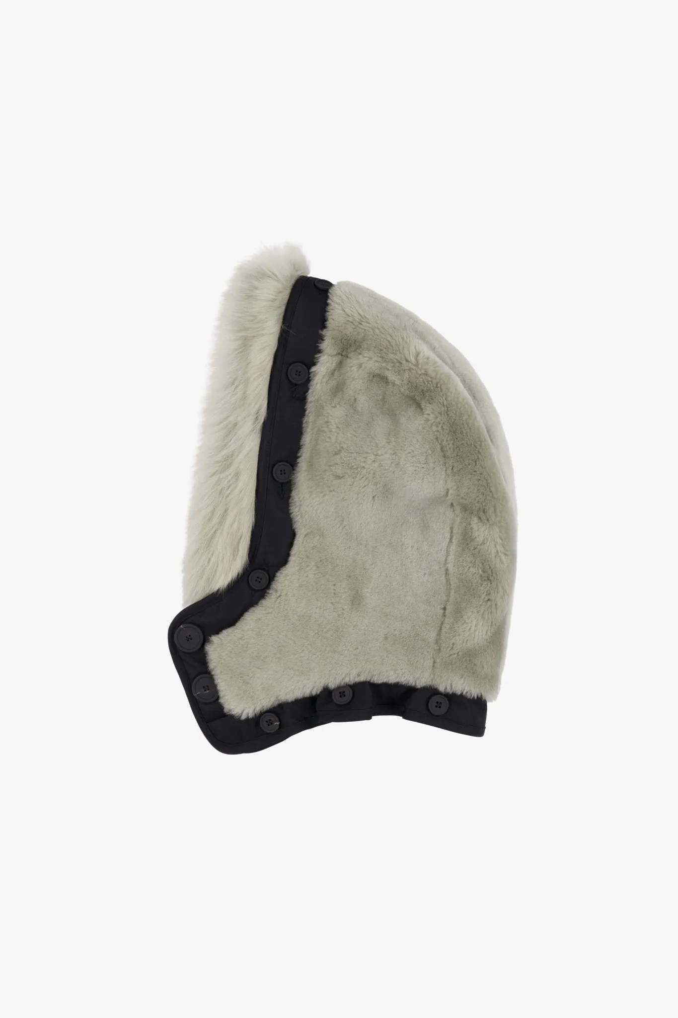 Shearling Quilt Hood - Pale Jade / Natural White