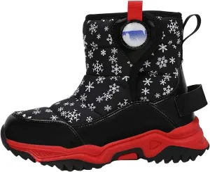 Unisex Boys Girls High-Top Snow Boots Kids Winter Warm Faux  Lined Outdoor Sport Shoes Non Slip Walking Boot