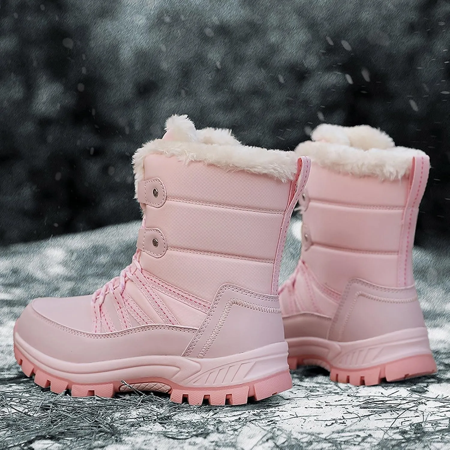 Womens Snow Boots Waterproof Winter Boots Outdoor Hiking Ankle Boot With Fur Lined Non Slip Warm Boots