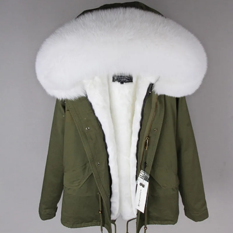 Women's Winter Casual Hooded Warm Long-Sleeved Parka With Fox Fur