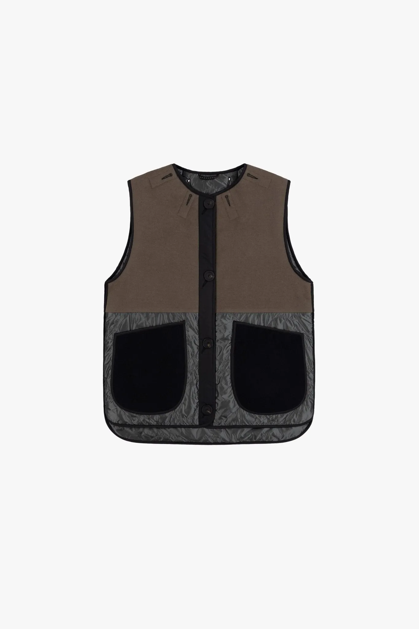 Wool Quilt Patchwork Liner - Dark Olive & Navy / Anthracite